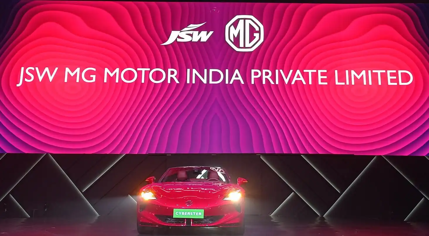 JSW MG Motor India unveiled Cyberster, one of its upcoming EV models, on March 20