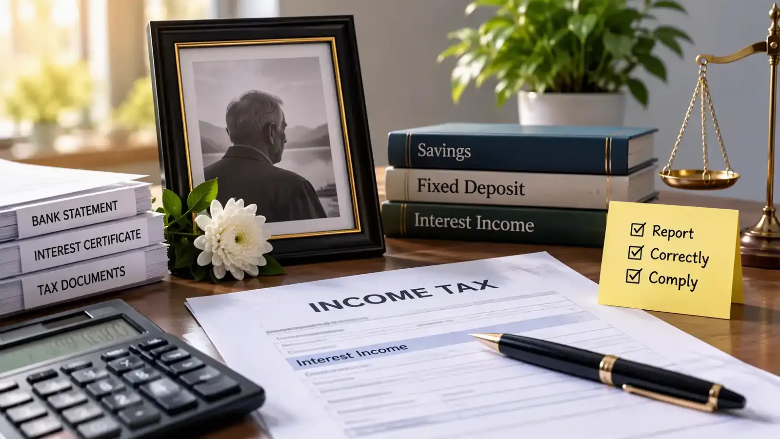 How to report interest income earned after the death of a person?