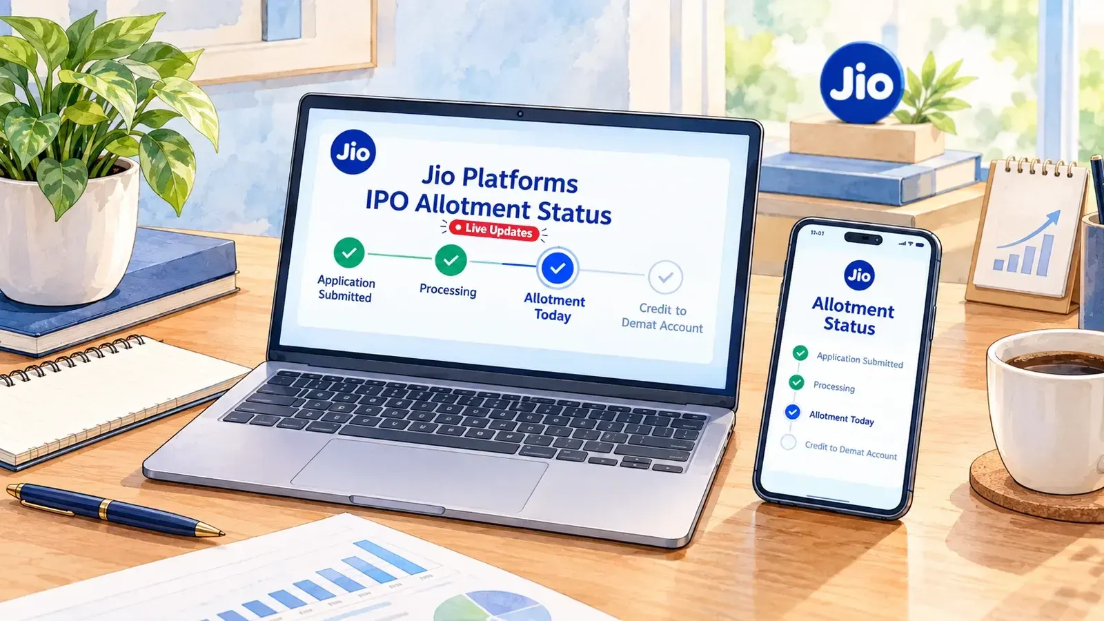 Jio Platforms IPO Allotment Today: Steps to check status online via PAN on NSE, BSE, KFin Tech; demat credit and listing date