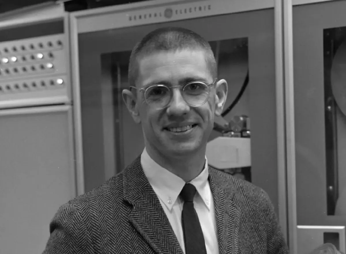 Professor Thomas Kurtz at Dartmouth’s computer center in the early 1960s (Historical photos courtesy of Rauner Special Collections Library at Dartmouth)