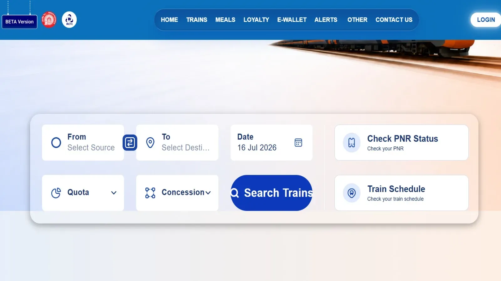 new irctc website
