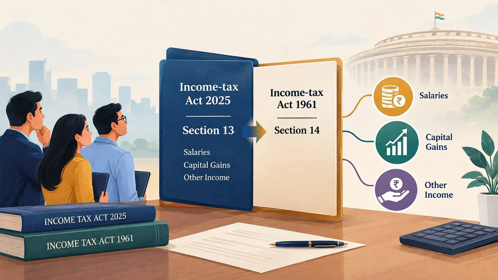 section 13 vs section 14 of income tax act 2025 and 1961