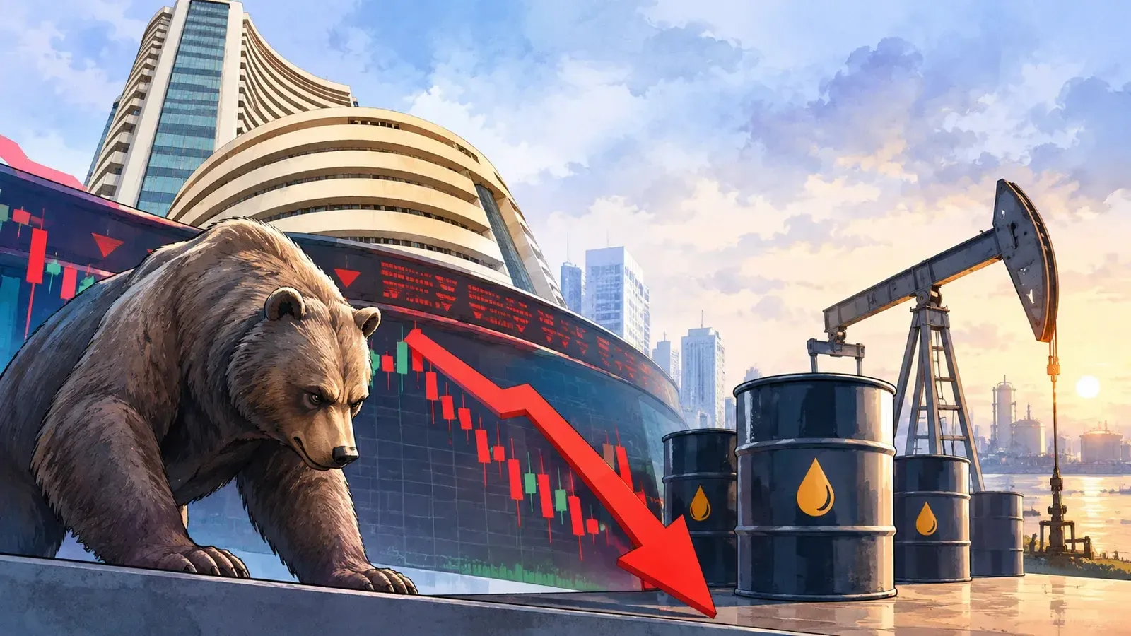 Nifty Bank index dropped 1% to touch an intraday low of 54,709.05 points on Monday, October 12. | Image: Shutterstock
